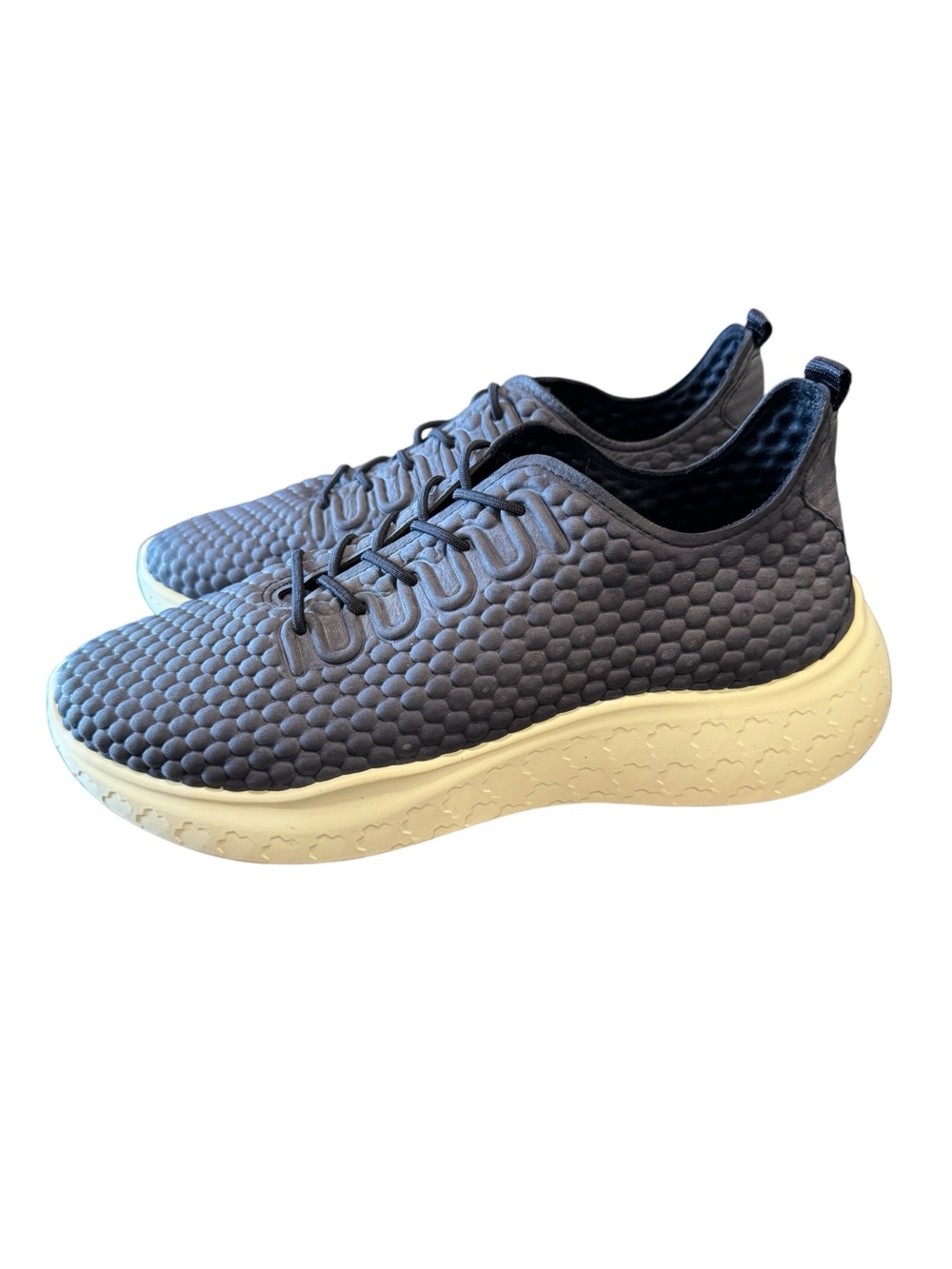 Ecco Navy Textured Knit Sneakers with Cream Sole